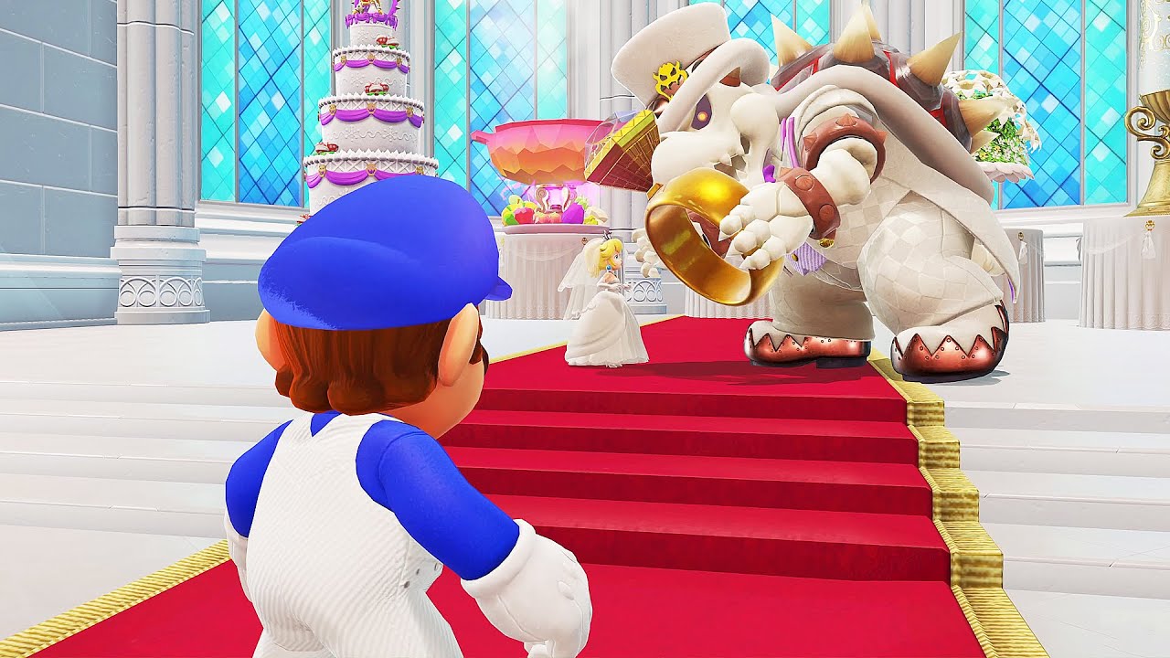 Super Mario Odyssey - Secret Special Dry Bowser Boss Fight with Blue Mario (HD)