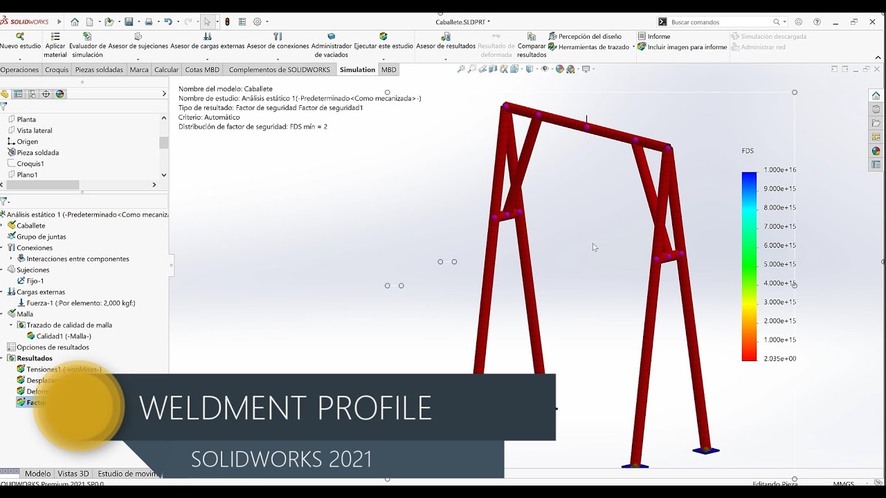 Como hacer piezas soldadas tutorial espa&ntilde;ol latino  | P&oacute;rtico para montajes | SOLIDWORKS 2021