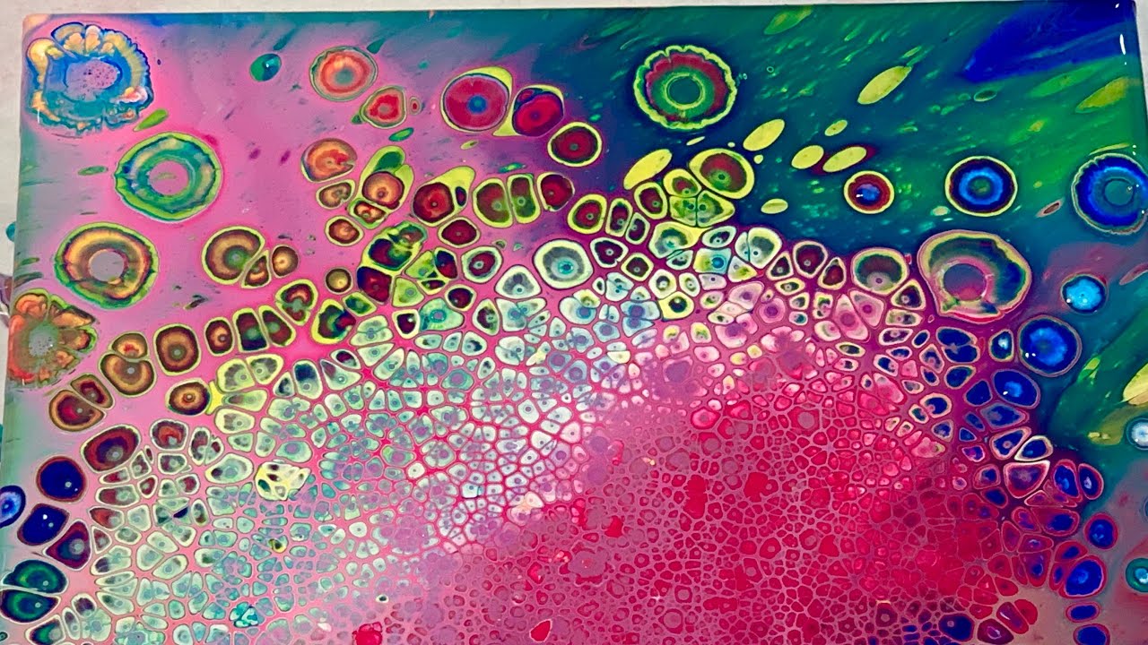 (190) Crazy Cells с RainX и Golden Pouring Medium Gloss - Жидкая акриловая заливка краской - Flow...