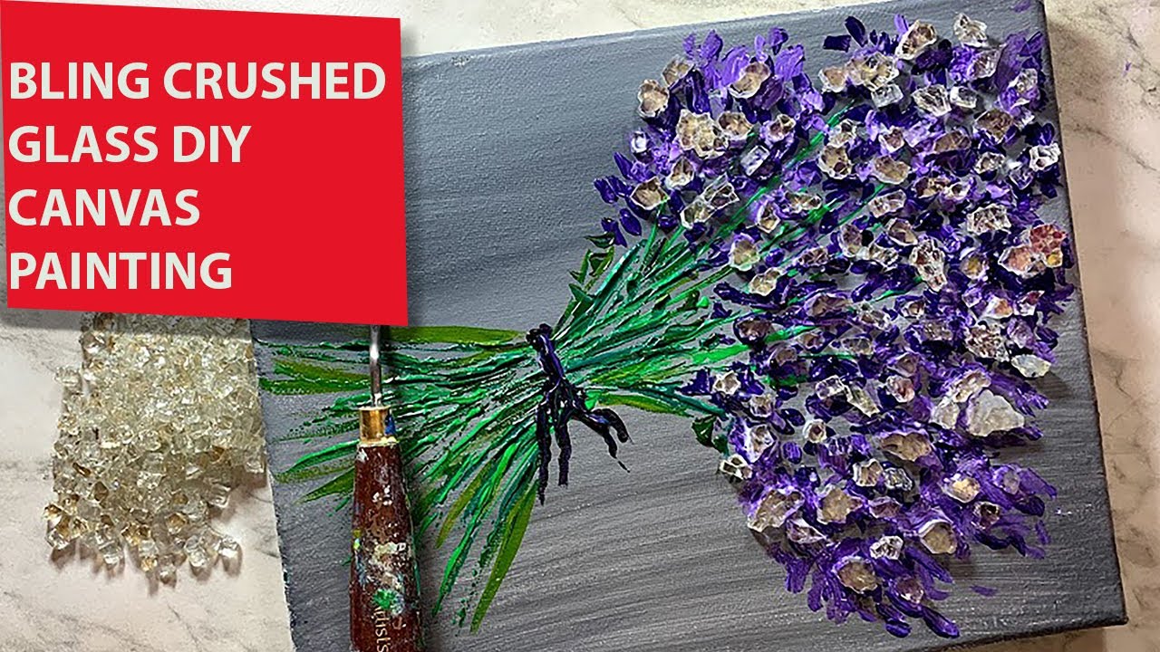 Bling canvas painting with crushed glass, Inexpensive DIY home decor projects,
