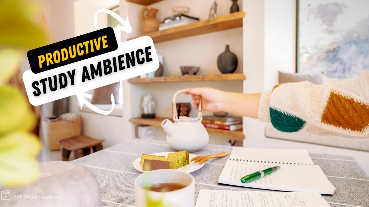 🍵 2-HOUR STUDY AMBIENCE/ Relaxing ASMR Water Sounds/ Stay Motivated/ STUDY WITH ME POMODORO TIMER