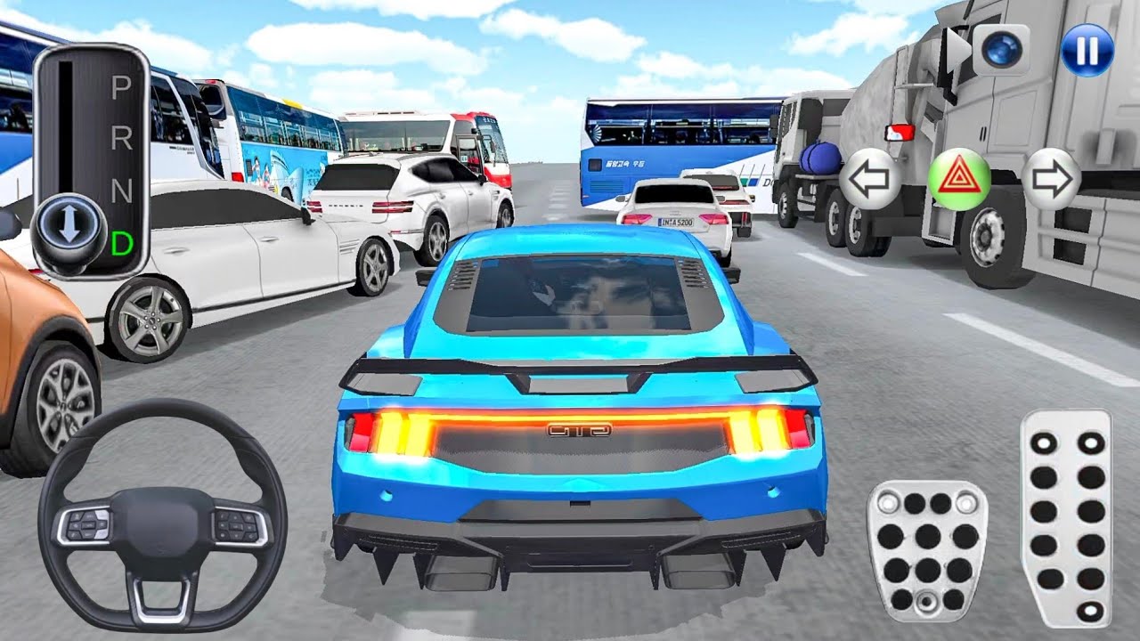 Drive New Blue Mustang in Highway - 3D Driving Class Car game 