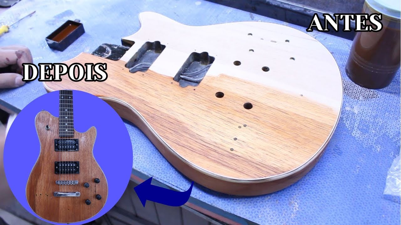 ENVERNIZANDO GUITARRA COM VERNIZ GOMA LACA - Recuperação Guitarra Golden | O Músico