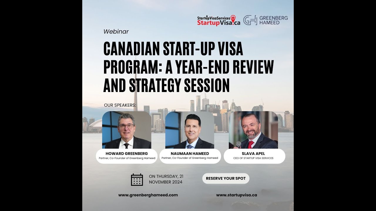 StartupVisa.Ca GreenbergHameed.com Nov SUV updates