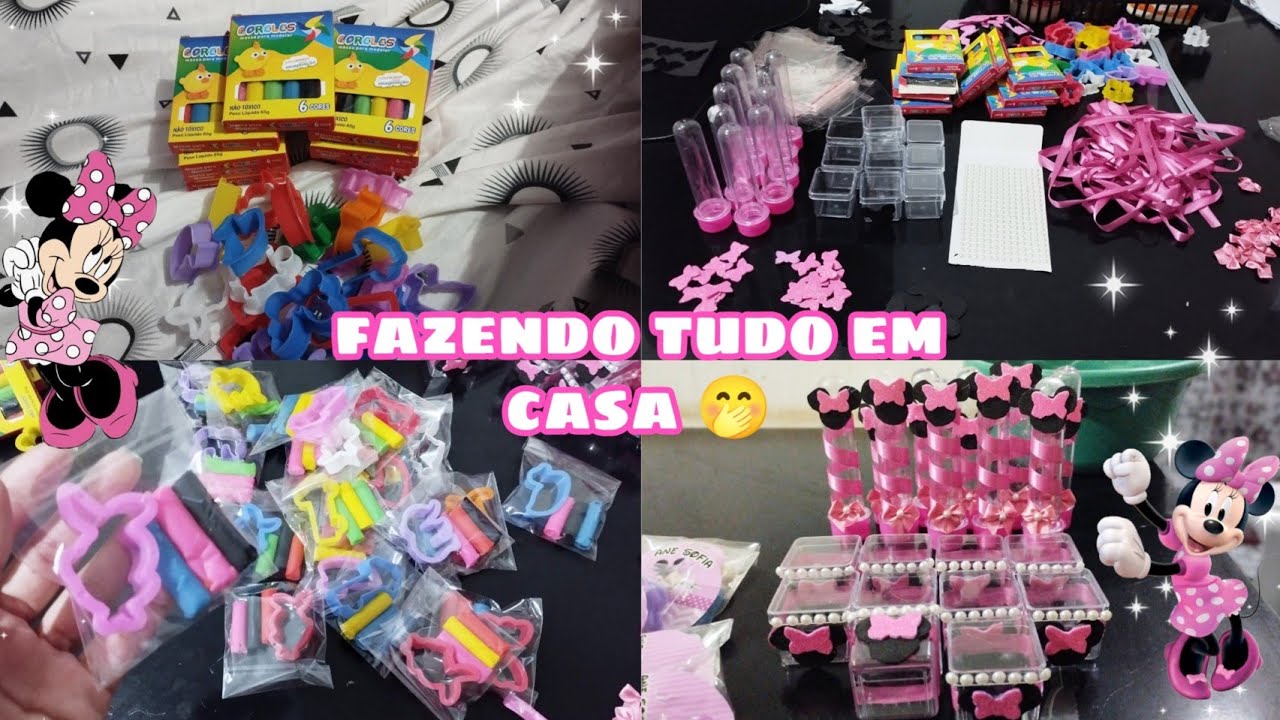preparativo_fazendo as lembrancinha da festinha da minha filha fez 2 aninhos+tema da Minnie rosa
