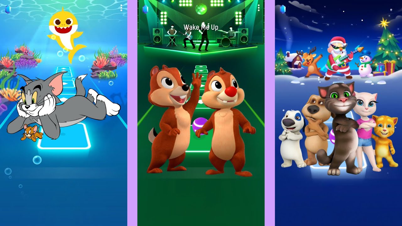 Tom & Jerry vs Chip n Dale vs Talking Tom Tiles hop and coffin dance