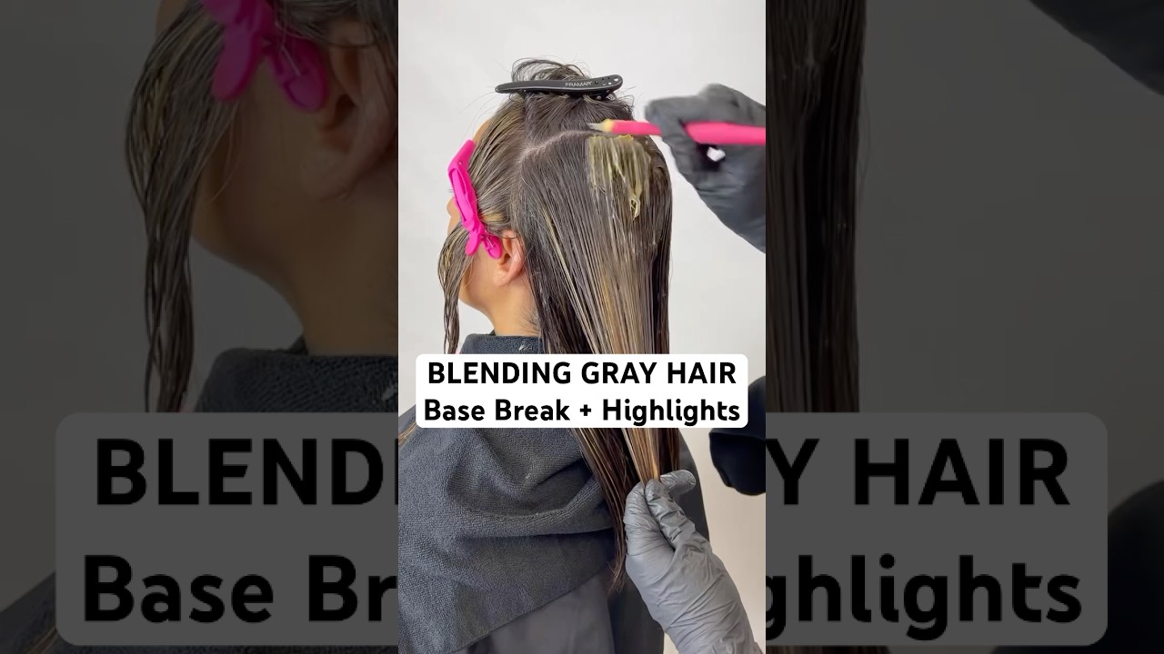 How to blend gray hair with highlights + base break #grayblending