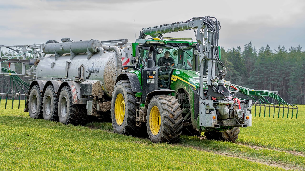 4K | John Deere 8R 370 + Kumm Technik KTR Profi 31.000 + Vogelsang SwingMax 24 - Aplikace digestátu