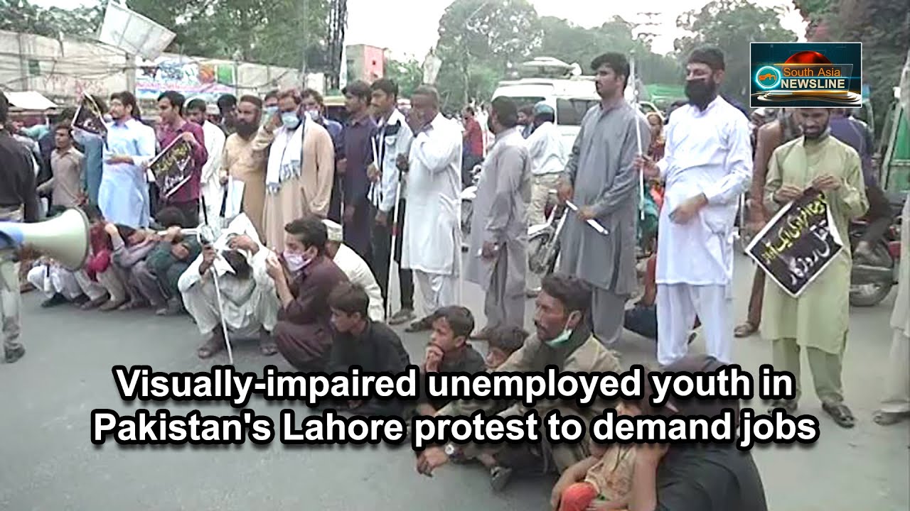 Visually-impaired unemployed youth in Pakistan's Lahore protest to demand jobs