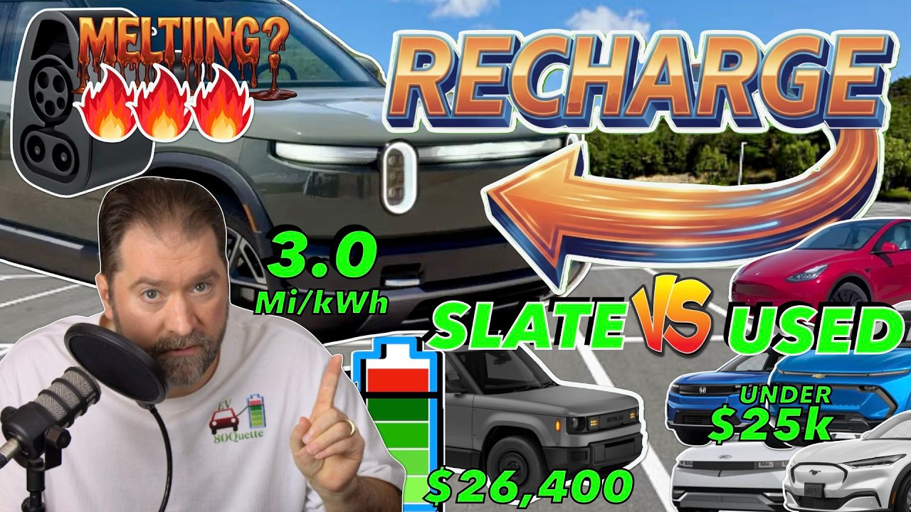 Пикап Slate против подержанных электромобилей | Адаптеры и эффективность R2 | EV80Quette Recharge