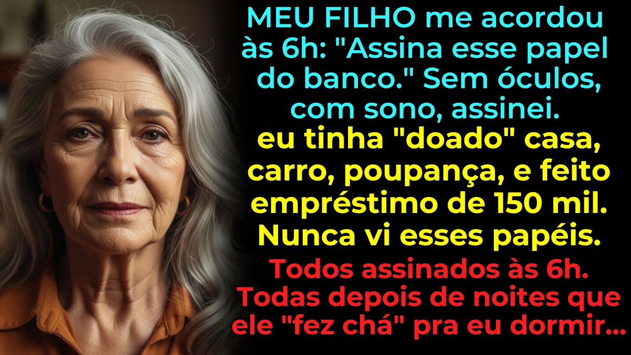 MEU FILHO me fez assinar às 6h após “chá” pra dormir acordei sem casa carro e com dívida de 150 mil…