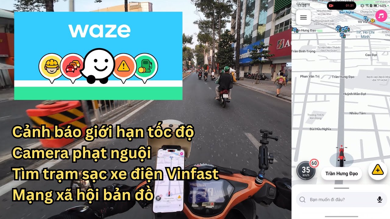 Chia sẻ app bản đồ Waze: Cảnh báo giới hạn tốc độ, camera phạt nguội, tìm trạm sạc Vinfast