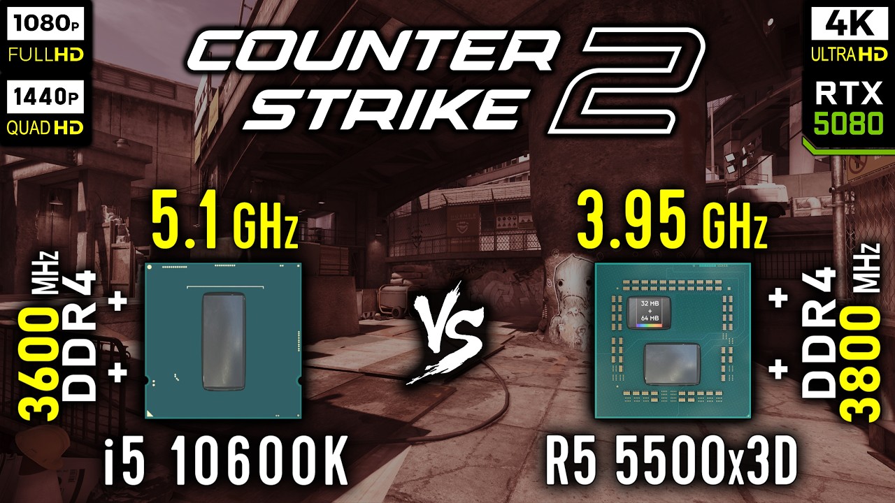 Core i5 10600K vs Ryzen 5 5500X3D in Counter-Strike 2 | CS2 | RTX 5080 [ 1080p vs 1440p vs 4K ]