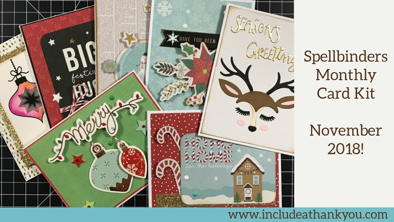 7 Cards - 1 Kit & Reveal | Spellbinders Monthly Card Kit | 'Deer' Santa! | November 2018