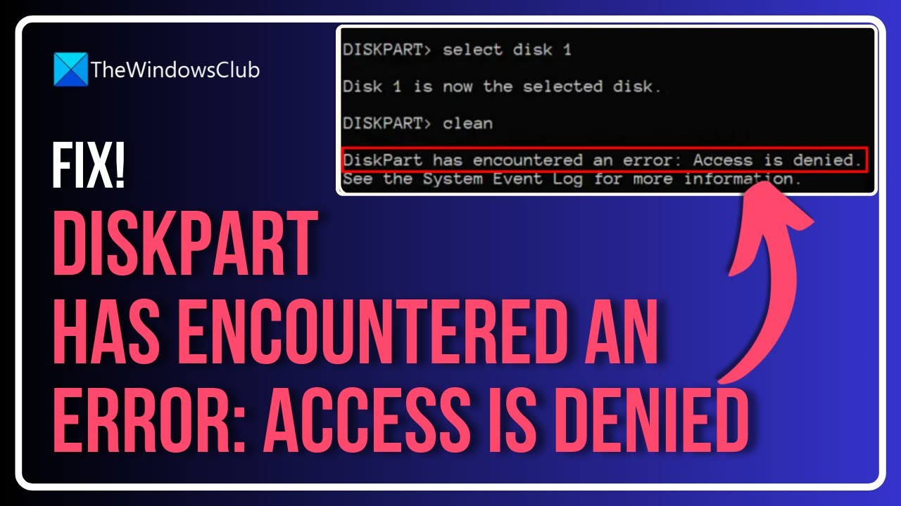 DiskPart has encountered an error: Access is denied
