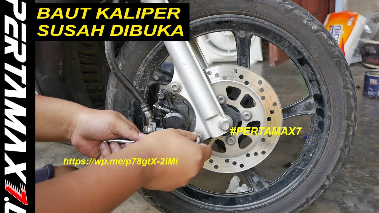 Cara Buka Baut Braket Kaliper Yamaha Mio Karatan Keras Susah Dibuka 🛵🛵🛵 Pakai Impact JLD Tools Merah