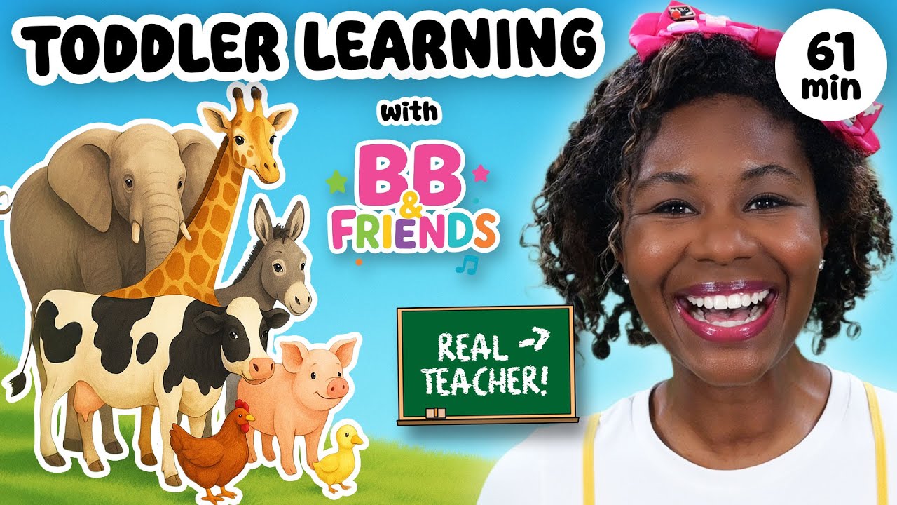 Animal Learning for Toddlers – Animal Sounds, Farm & Zoo Friends, Nursery Rhymes & Kids Songs w/ BB