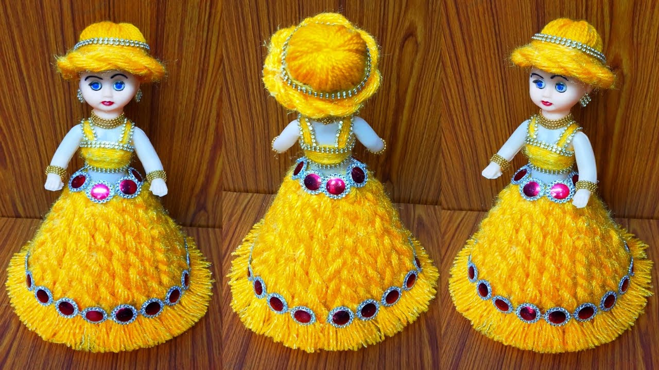 ऊन से गुड़िया सजाने का आसान तरीका /DIY DOLL DECORATION /OON KI GUDIYA/WOOLEN DOLL DECOR