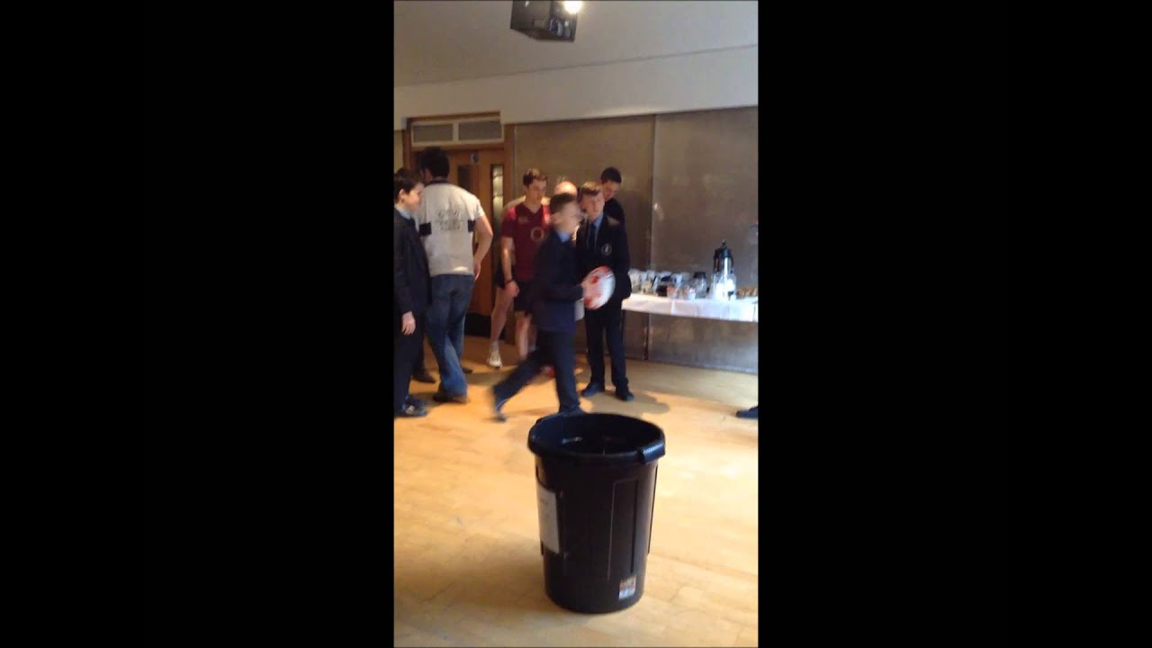 Mike Catt rugby ball bin challenge - Awesome skills again!