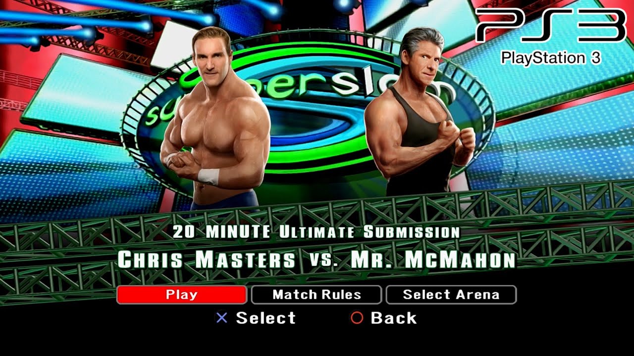 WWE SmackDown VS Raw 2008 PS3 - Chris Masters VS Mr. McMahon - Ultimate Submission (20 Min) [2K]