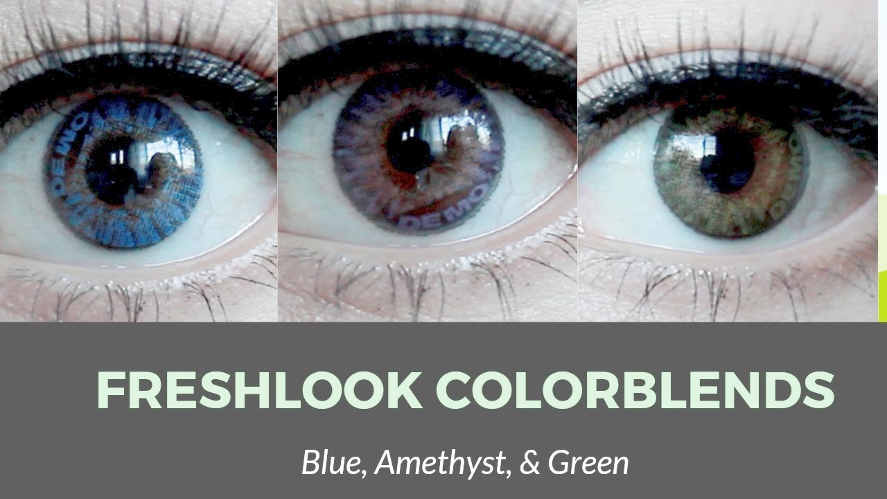 Freshlook Colorblends on DARK EYES | Blue, Amethyst, & Green