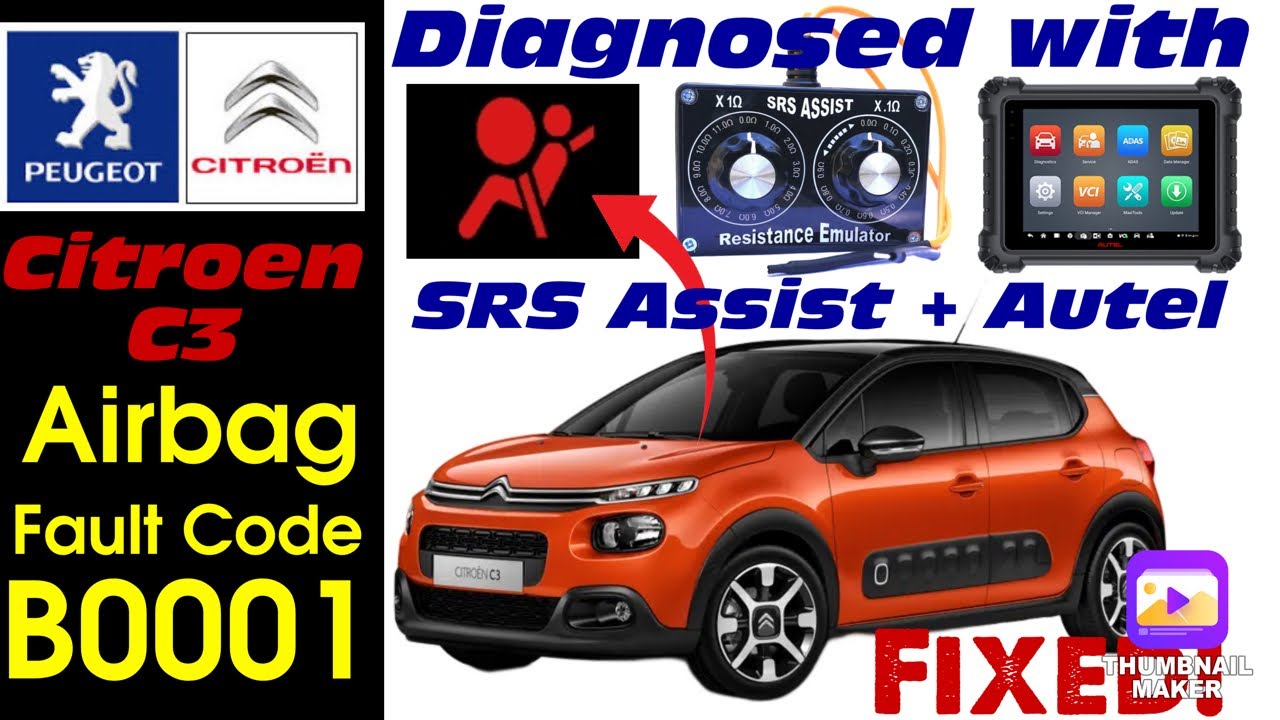 Тест подушки безопасности Citroen C3 + ремонт кода неисправности B0001 с SRS Assist (блок обхода ...