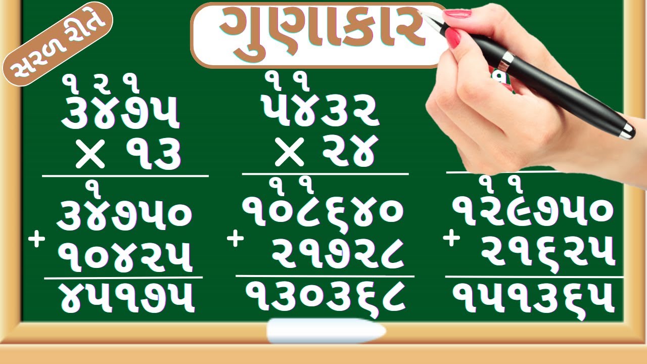 Gunakar | Char ank na be ank sathe gunakar | Gunakar na dakhala | Multiplication | Math in gujarati