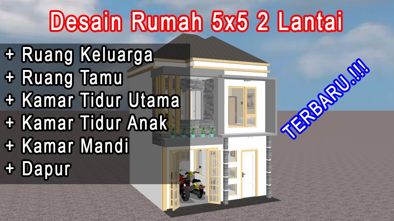 desain rumah 5x5 2 lantai terbaru