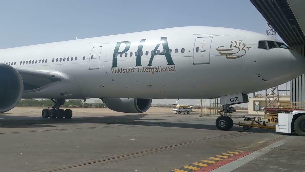 PIA Boeing 777-200(LR) Registration No AP-BGZ Parking At Line Maintenance Hangar. #pia #boeing
