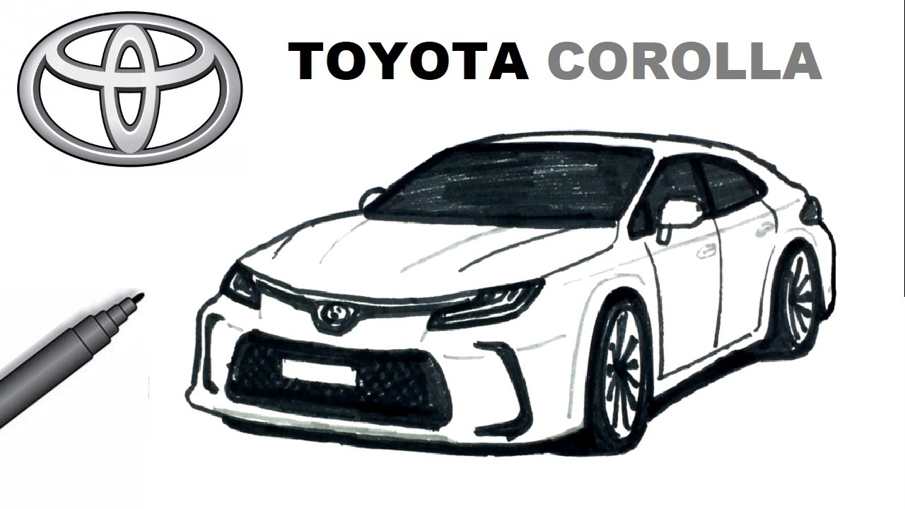 Простой способ нарисовать Toyota Corolla | Как нарисовать машину?