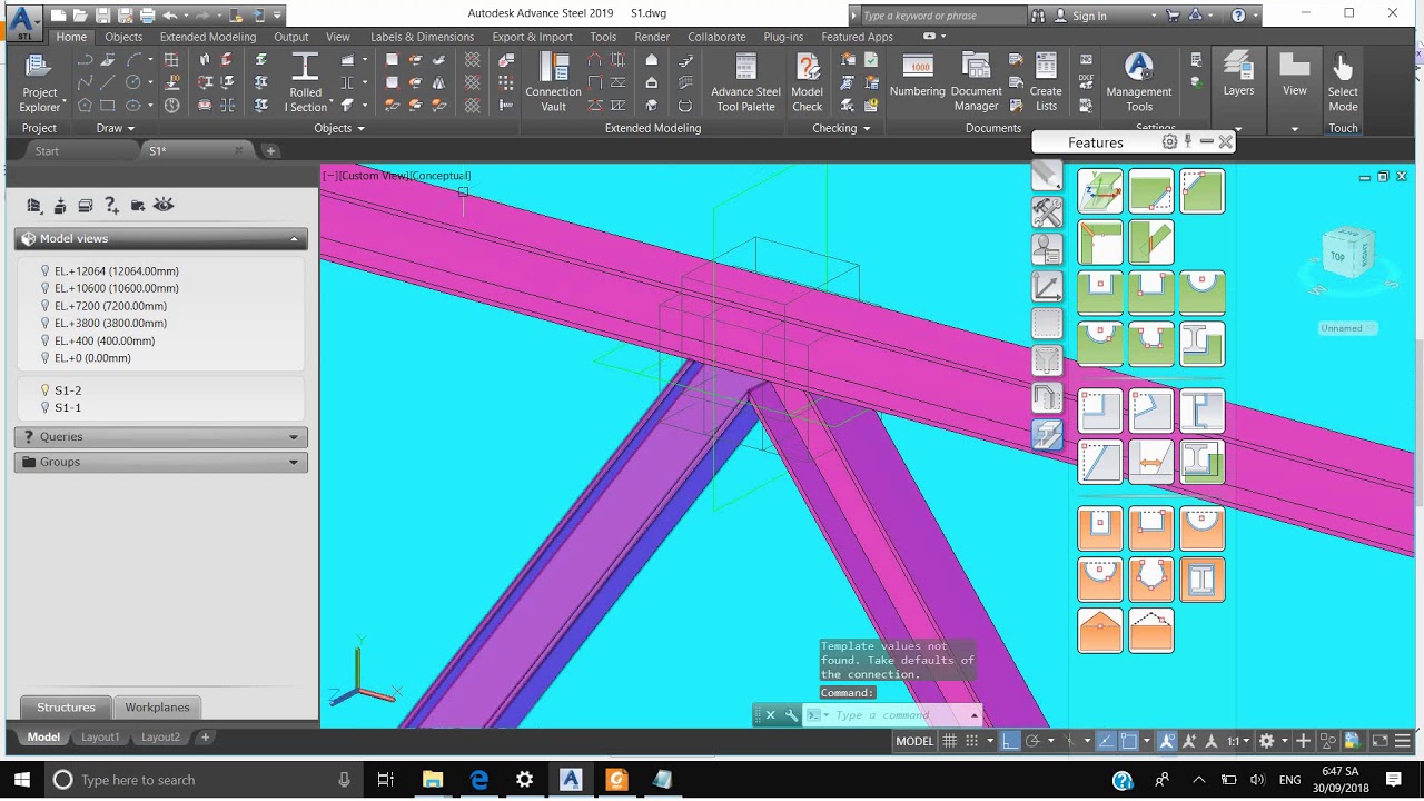 ADVANCE STEEL 2019 TUTORIAL/18/DETAIL BRACING BEAM-DW