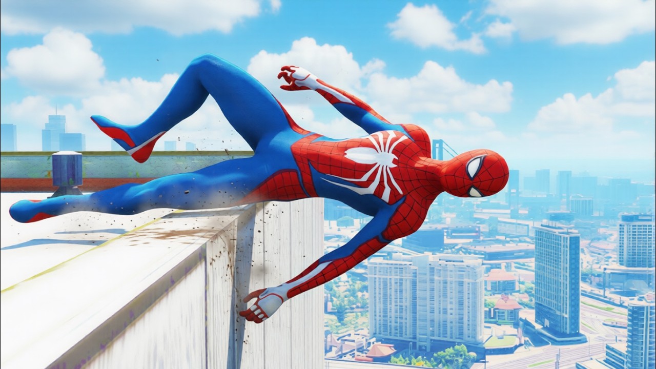 SPIDER-MAN CRAZY JUMPS/FALLS #79 (GTA 5 Spiderman Fails)