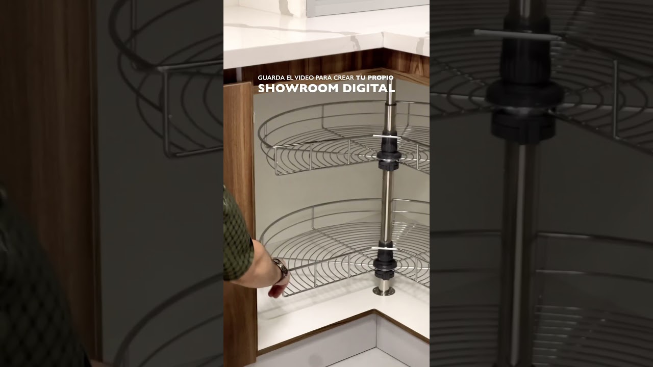 Sistema Para Mueble Esquina 270 Grados: 1 Rotonda Esquinera 270°, 1 Barra Esquinera, 2 Bisagras 165°