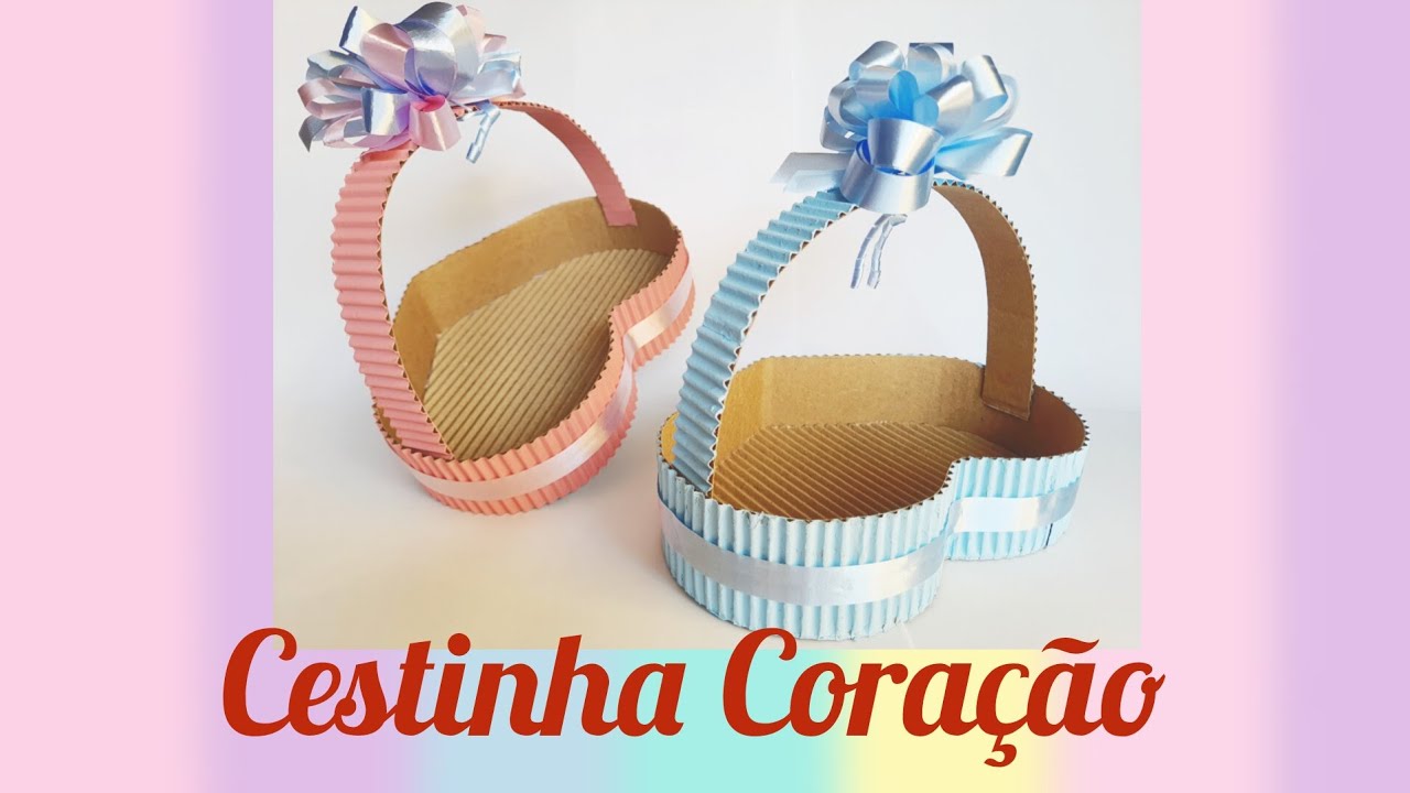 Como fazer CESTINHA de PAPELÃO DE CORAÇÃO pintada passo a passo DIY