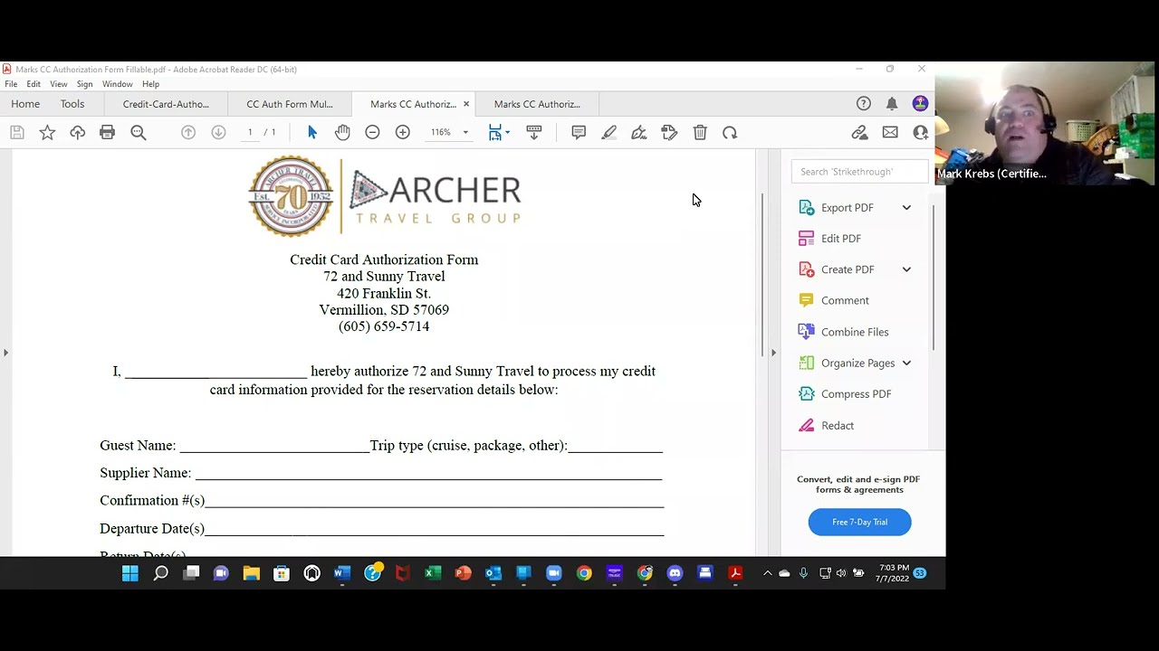 Using Credit Card Authorization Forms for Payments, Single and Multiple Bookings