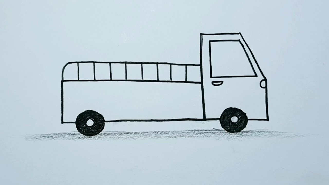 Truck drawing easy | How to draw a pickup truck step by step | Simple drawing technique |