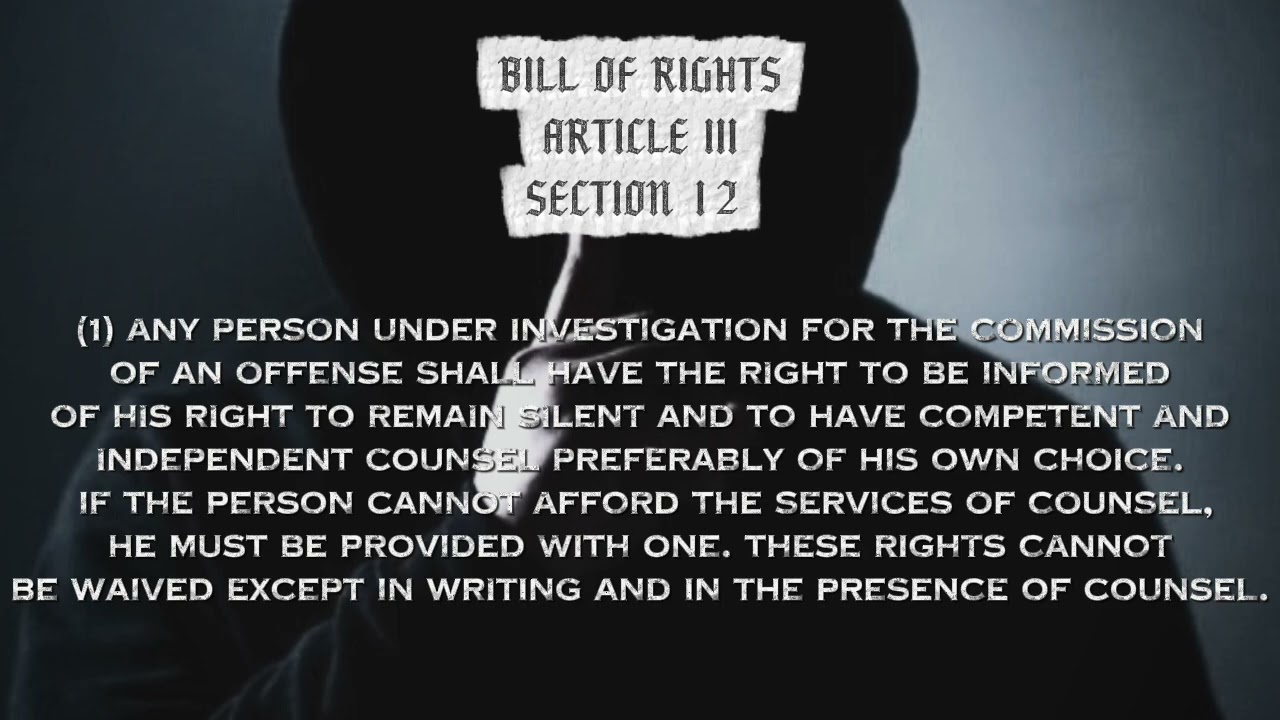 ARTICLE III BILL OF RIGHTS | SECTION 12 (UNIVERSAL CONSTITUTION OF HUMAN RIGHTS)