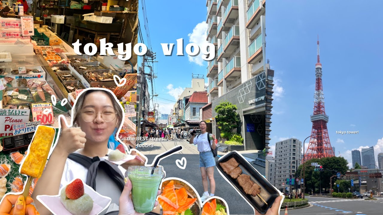 tokyo travel vlog 🇯🇵 | what i ate at tsukiji fish market + tokyo tower 🐙🍡✨