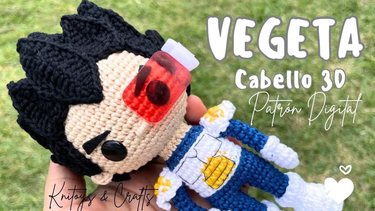 INCREIBLE CABELLO 3D de VEGETA AMIGURUMI a crochet - Patrón digital