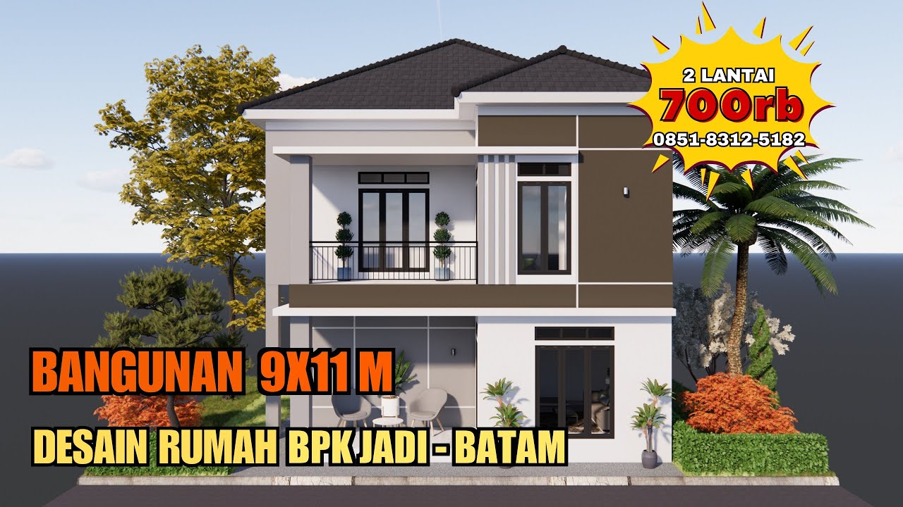 Desain Rumah UK 9X11 M 2 Lantai | Jasa Desain Rumah Bpk Jadi, Batam