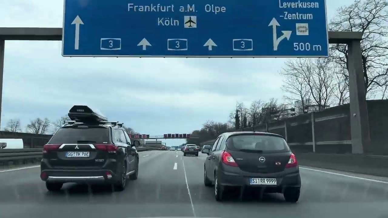 4K Relaxing Drive on the Autobahn in Germany from Dusseldorf to Bonn