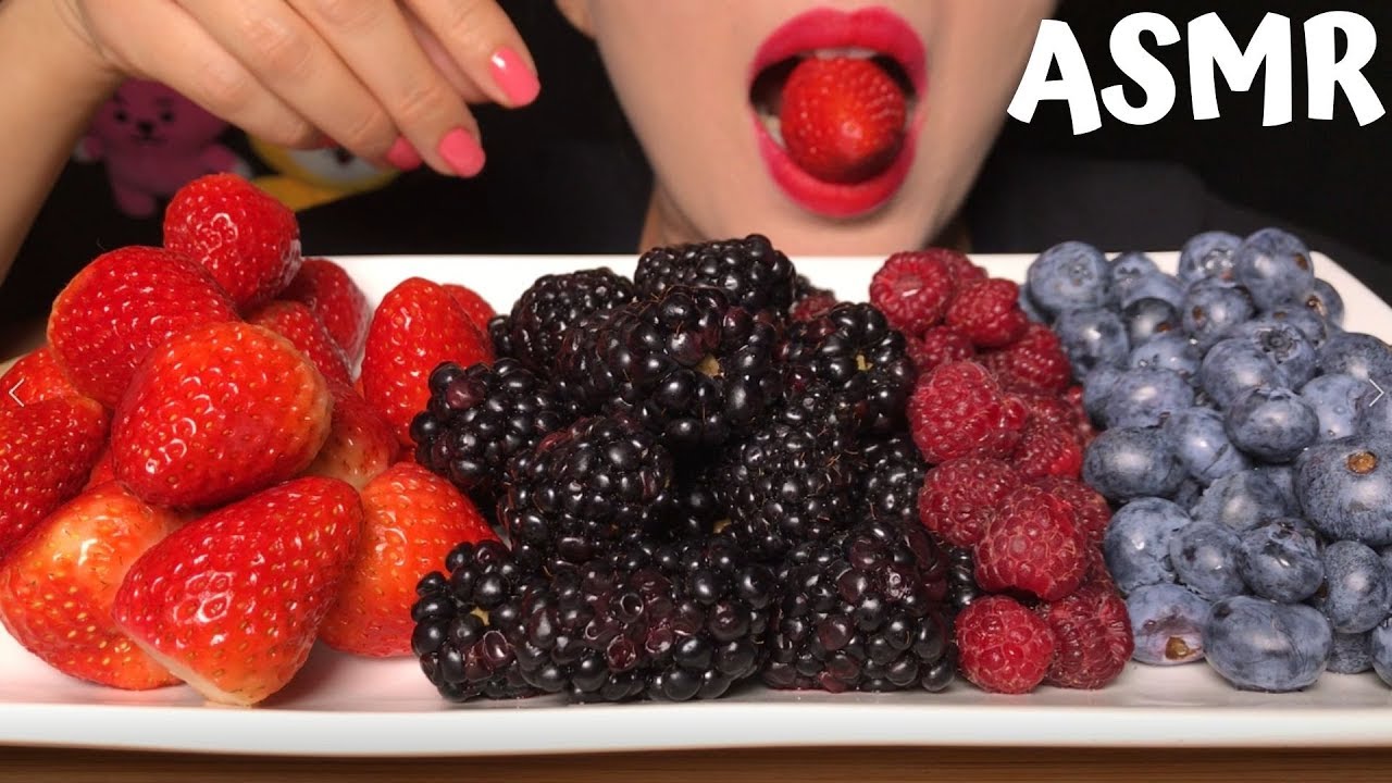 ASMR Mix of Berries Eating Sound 딸기 + 블랙베리 + 블루베리 + 라스베리 먹방 리얼 사운드