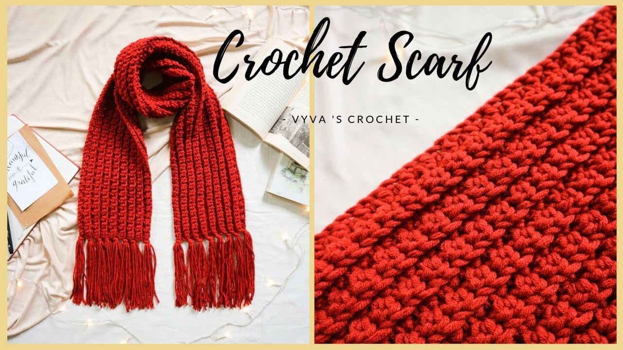 Crochet Scarf| Hướng dẫn móc KHĂN CHOÀNG họa tiết nổi gân mẫu #2|  Vyvascrochet
