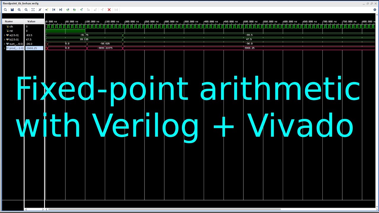 FPGA 7 - Verilog Vivado two's complement fixed-point arithmetic
