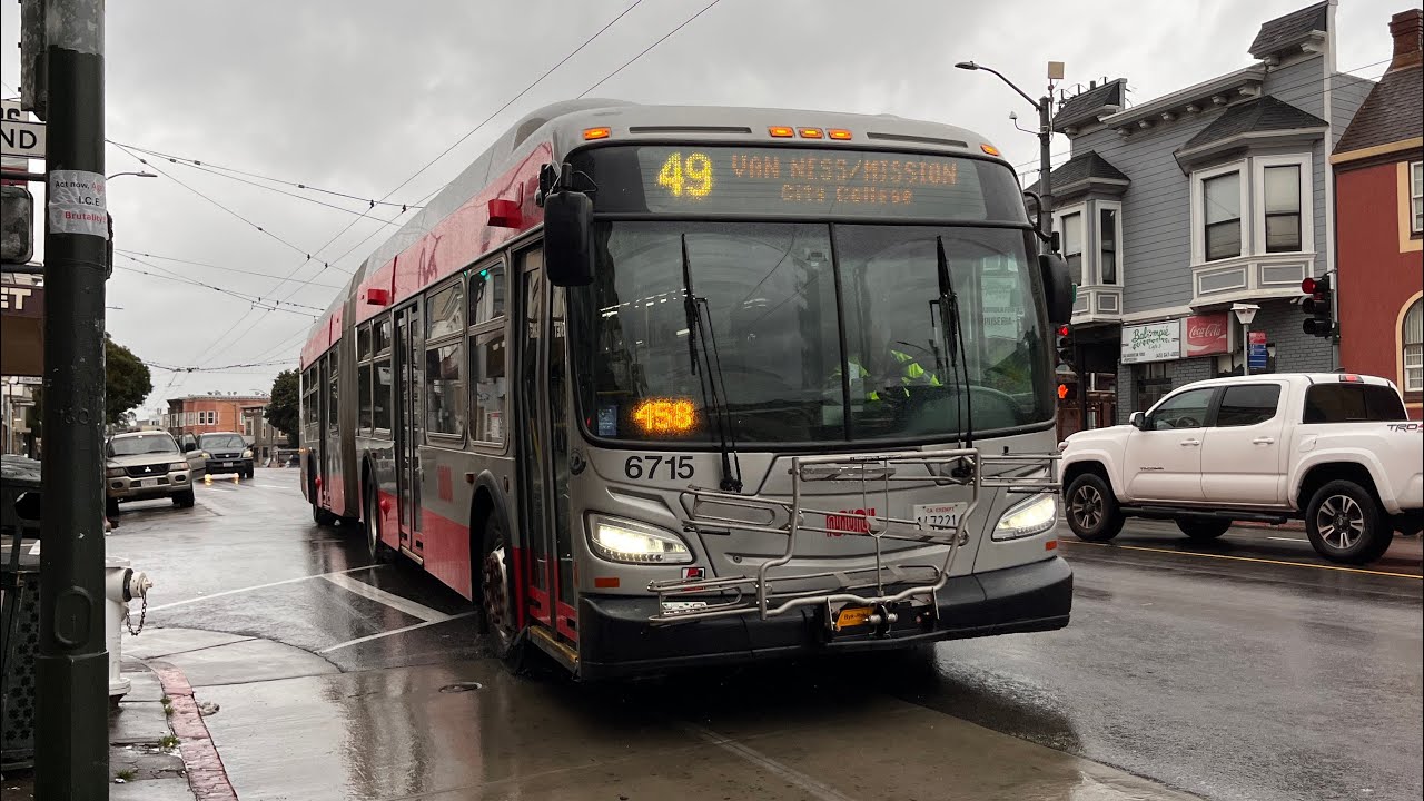 ⁴ᴷ⁶⁰ Potrero Division Closure | SF MUNI 2015 New Flyer XDE60 #6715 on 49 Van Ness/Mission