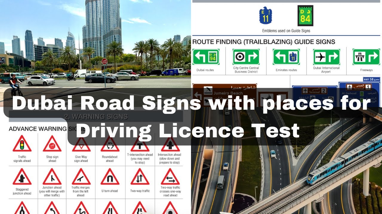 Dubai Road Signs with Marking places | Must know Road Signs for UAE Driving & RTA Licence Test