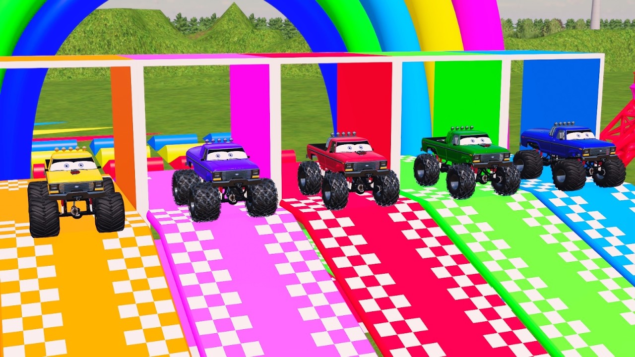 Flatbed McQueen | Transportation with Truck – Color Cars Challenge #55