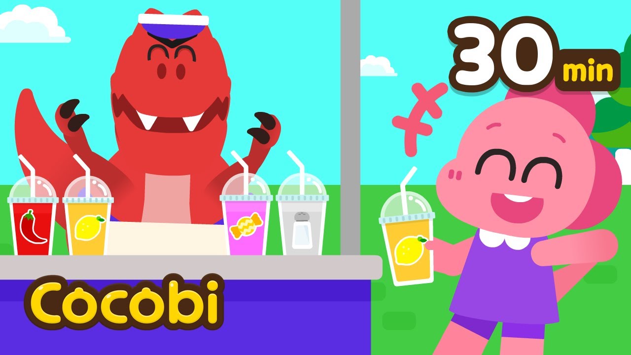 Suco colorido do T-Rex! Que sabor será?🌈🥤 | Canções Coloridas para Crianças | Cocobi