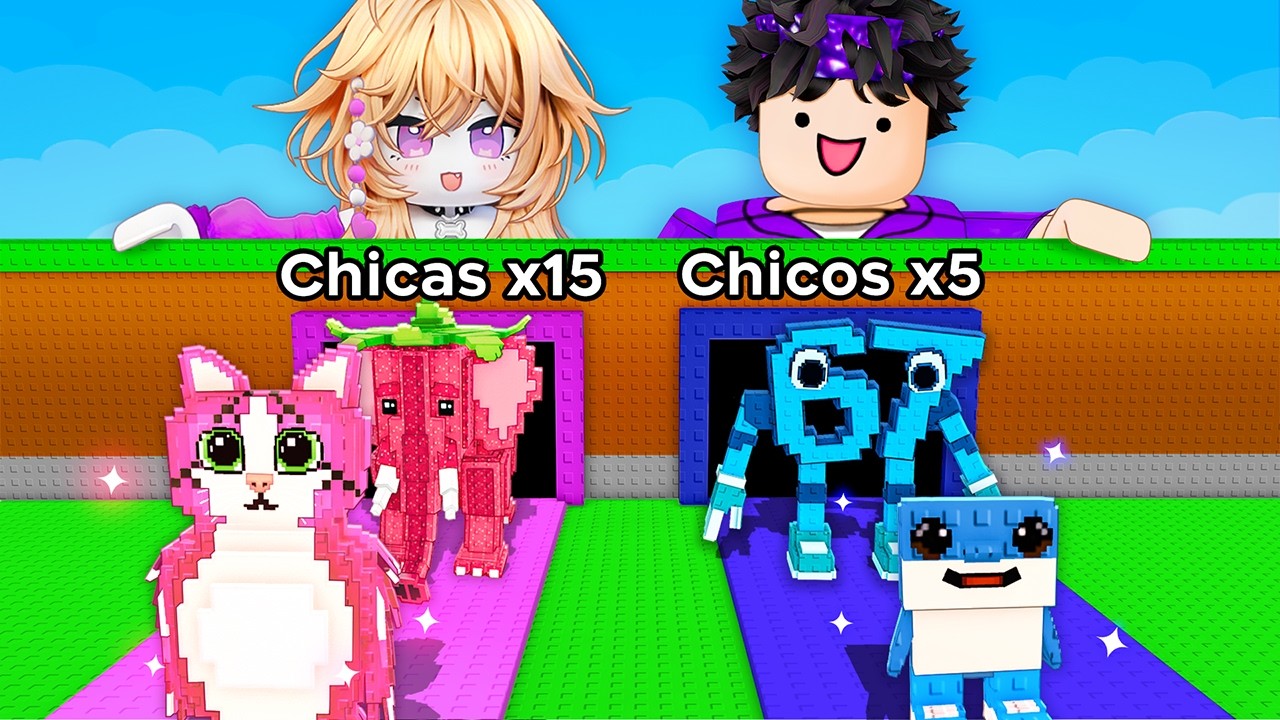 Reto CHICOS vs CHICAS con DOBLE PASARELA en Steal a Brainrot!