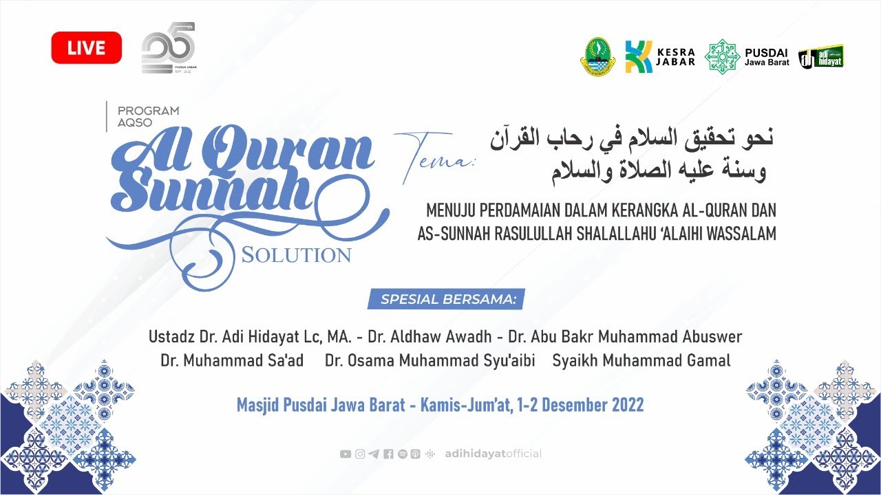 [LIVE] AQSO SPESIAL MILAD PUSDAI JABAR - Ustadz Adi Hidayat